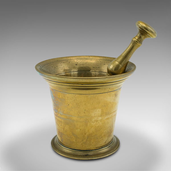 Antique Apothecary Mortar and Pestle, English, Brass, Chemist, Victorian, C.1850