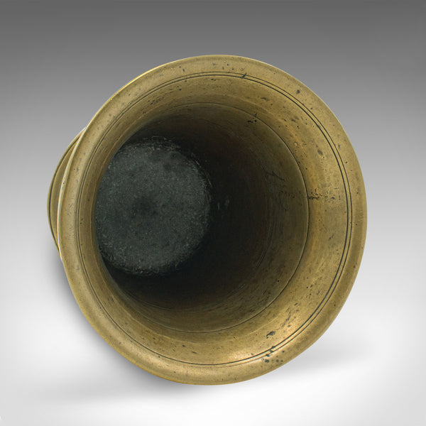 Antique Apothecary Mortar and Pestle, English, Brass, Chemist, Victorian, C.1850