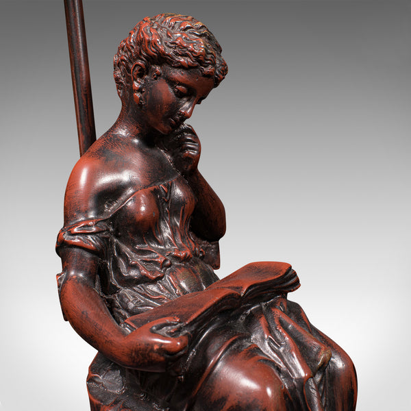 Vintage Decorative Lamp, French, Bronzed, Figural Light, Art Nouveau Revival