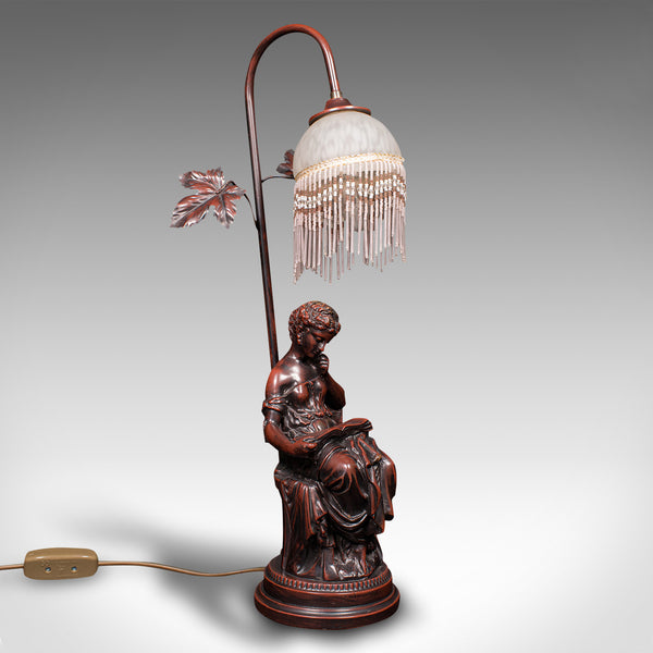 Vintage Decorative Lamp, French, Bronzed, Figural Light, Art Nouveau Revival