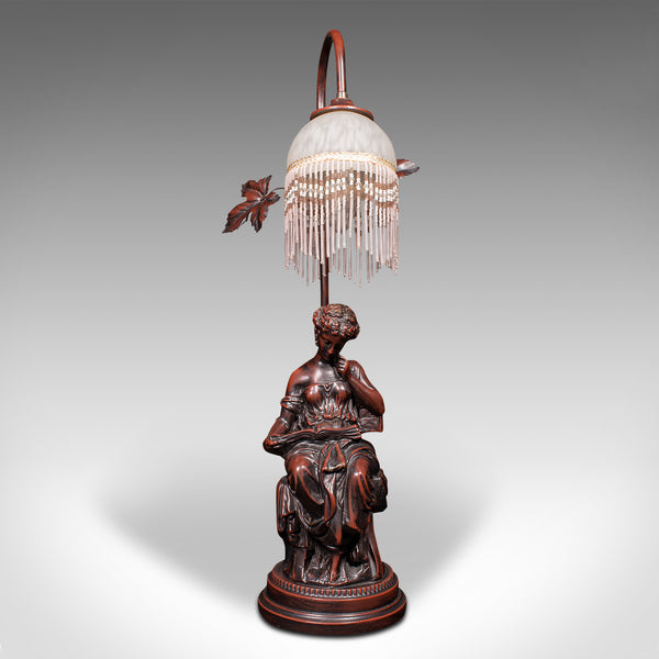 Vintage Decorative Lamp, French, Bronzed, Figural Light, Art Nouveau Revival