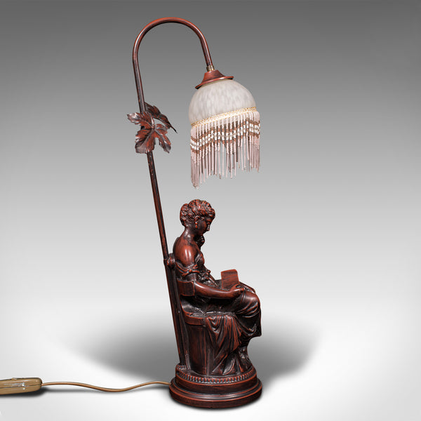 Vintage Decorative Lamp, French, Bronzed, Figural Light, Art Nouveau Revival
