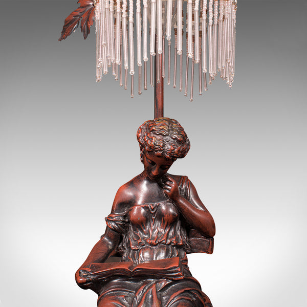 Vintage Decorative Lamp, French, Bronzed, Figural Light, Art Nouveau Revival