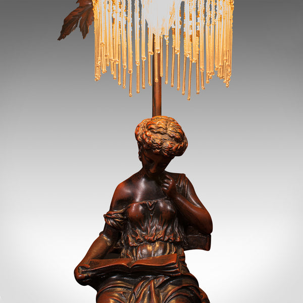 Vintage Decorative Lamp, French, Bronzed, Figural Light, Art Nouveau Revival