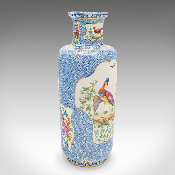 Pair Of Antique Decorative Stem Vases, English, Ceramic Flower Sleeve, Edwardian