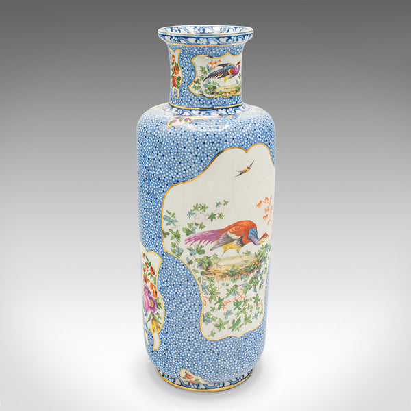 Pair Of Antique Decorative Stem Vases, English, Ceramic Flower Sleeve, Edwardian