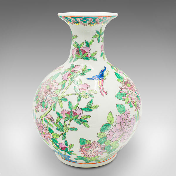 Vintage Art Deco Vase, Chinese, Ceramic, Baluster, Polychrome Finish, Circa 1940