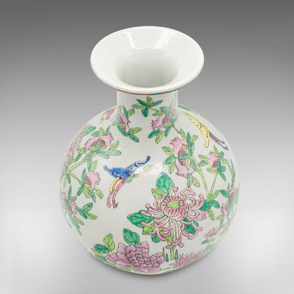 Vintage Art Deco Vase, Chinese, Ceramic, Baluster, Polychrome Finish, Circa 1940