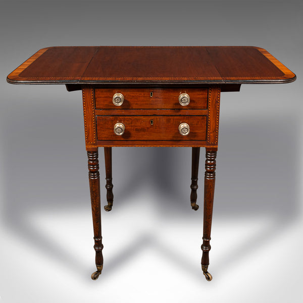 Antique Drawing Room Pembroke Table, English, Drop Leaf, Side, Lamp, Regency