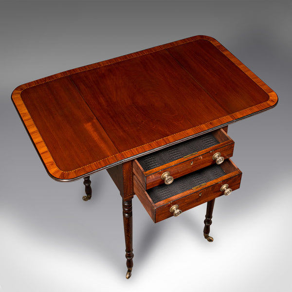 Antique Drawing Room Pembroke Table, English, Drop Leaf, Side, Lamp, Regency