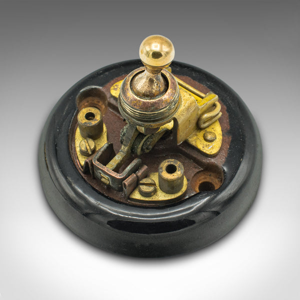 Antique Light Switch, English, Brass, Bakelite, On-Off, Early 20th Century, 1920