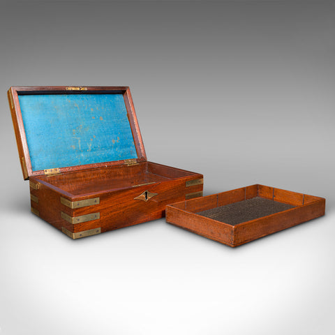 Antique Campaign Writing Box, English, Brass, Correspondence Case, Regency, 1820