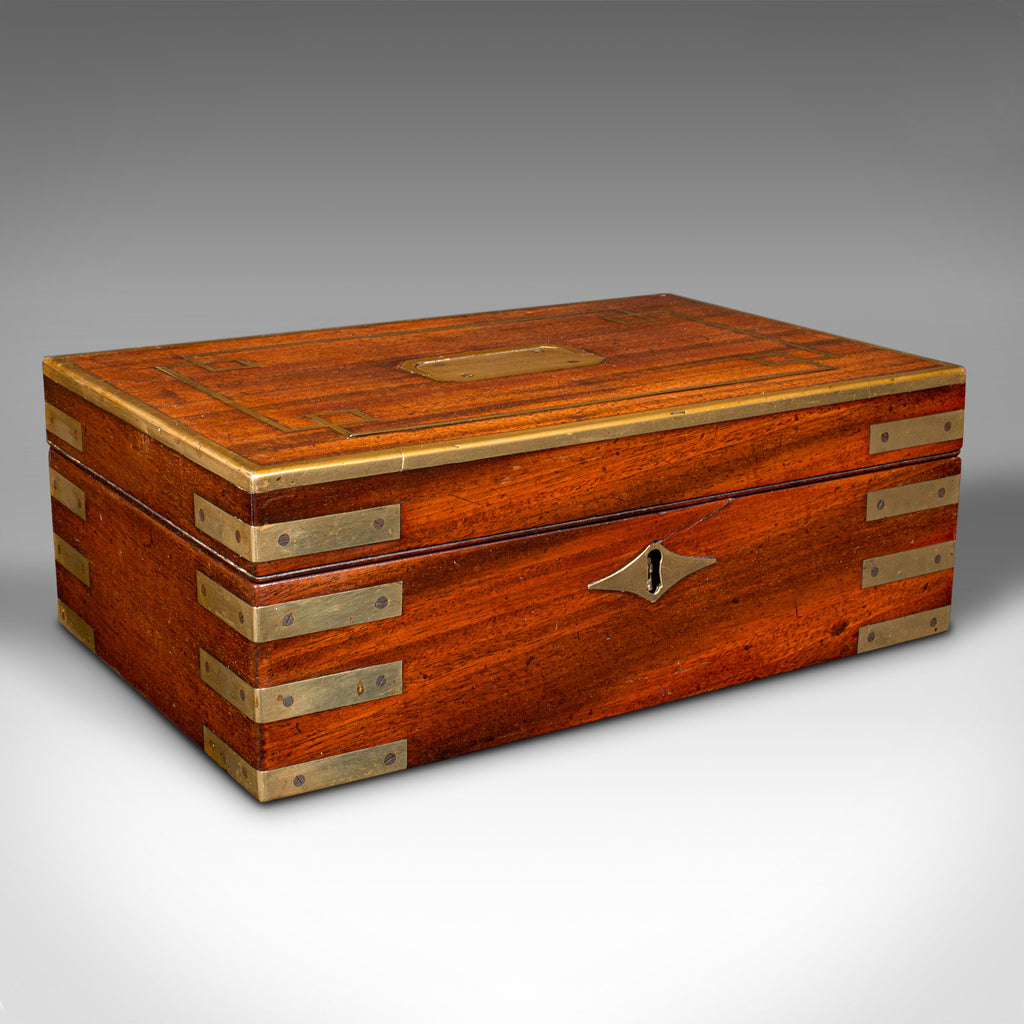 Antique Campaign Writing Box, English, Brass, Correspondence Case ...
