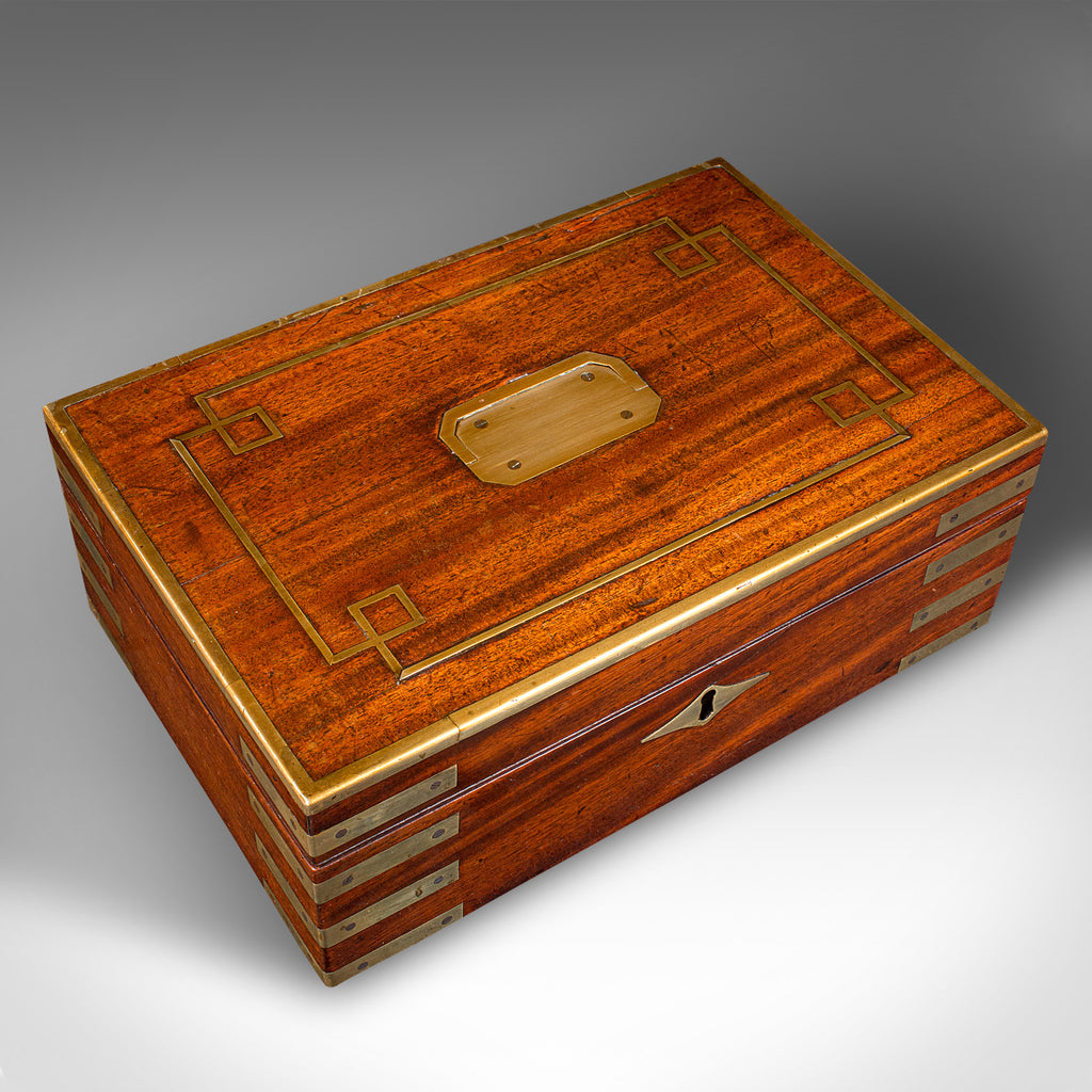 Antique Campaign Writing Box, English, Brass, Correspondence Case ...