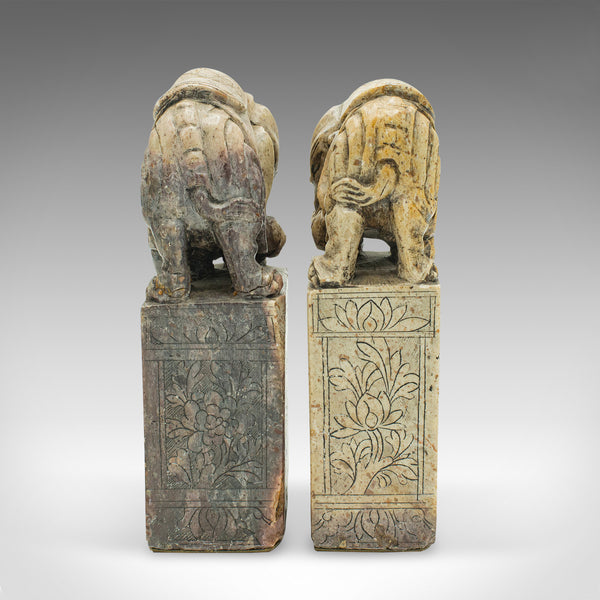 Pair Of Antique Oriental Bookends, Chinese Soapstone, Book Rest, Victorian, Qing