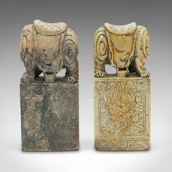 Pair Of Antique Oriental Bookends, Chinese Soapstone, Book Rest, Victorian, Qing