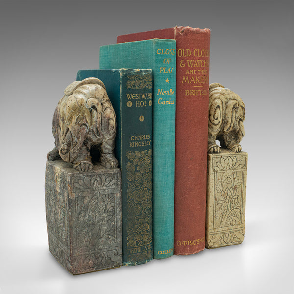 Pair Of Antique Oriental Bookends, Chinese Soapstone, Book Rest, Victorian, Qing