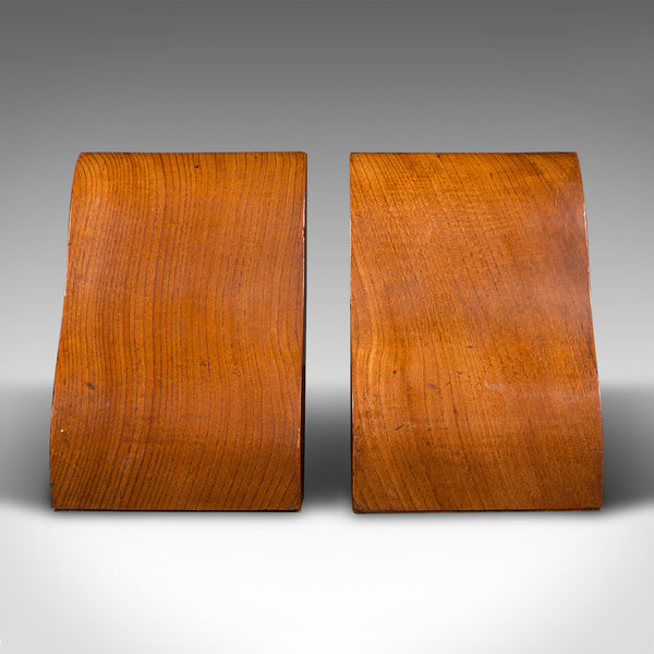 Pair Of Vintage Bookends, English, Oak, Decorative Book Rest, Mid 20th Century