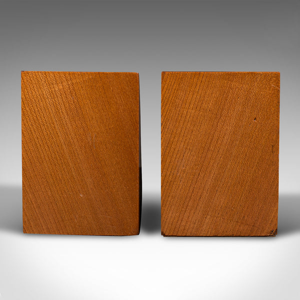 Pair Of Vintage Bookends, English, Oak, Decorative Book Rest, Mid 20th Century