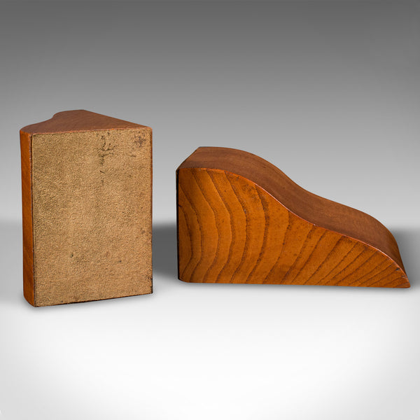 Pair Of Vintage Bookends, English, Oak, Decorative Book Rest, Mid 20th Century