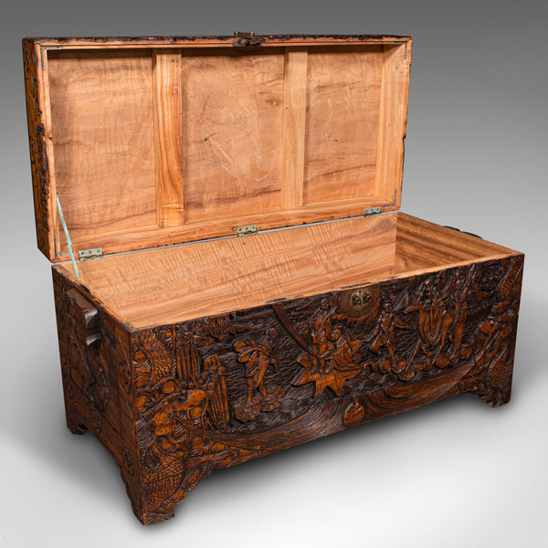 Large Vintage Decorative Chest, Hong Kong, Camphorwood, Linen Trunk, Circa 1930