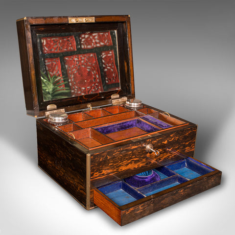 Antique Travelling Vanity Case, English, Coromandel, Jewellery Box, Victorian