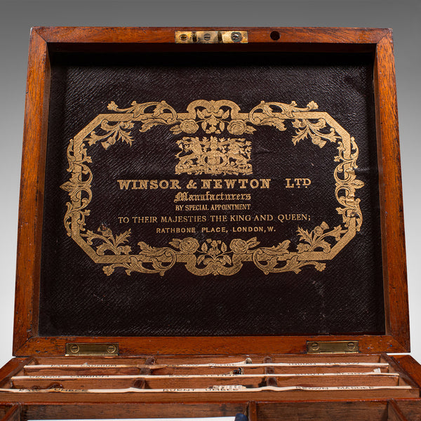 Antique Artist's Paint Box, English, Carry Case, Winsor & Newton, Late Victorian