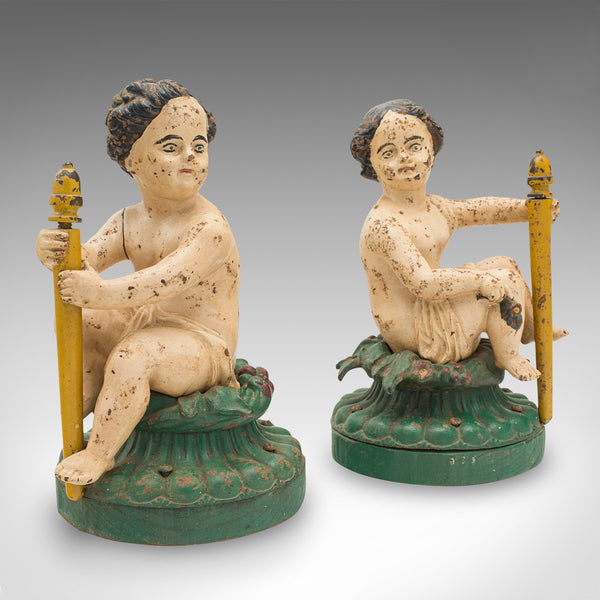 Pair Of Antique Decorative Figures, English, Cast Iron, Rubenesque, Victorian