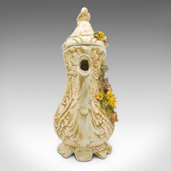 Antique Floral Encrusted Ewer, Italian, Decorative, Wine Pouring Jug, Circa 1920