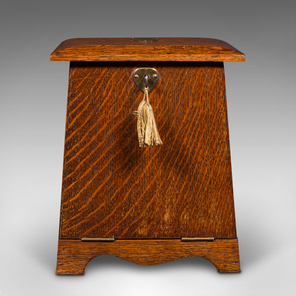 Antique Desktop Stationery Box, English, Oak, Arts & Crafts, Victorian, C.1890