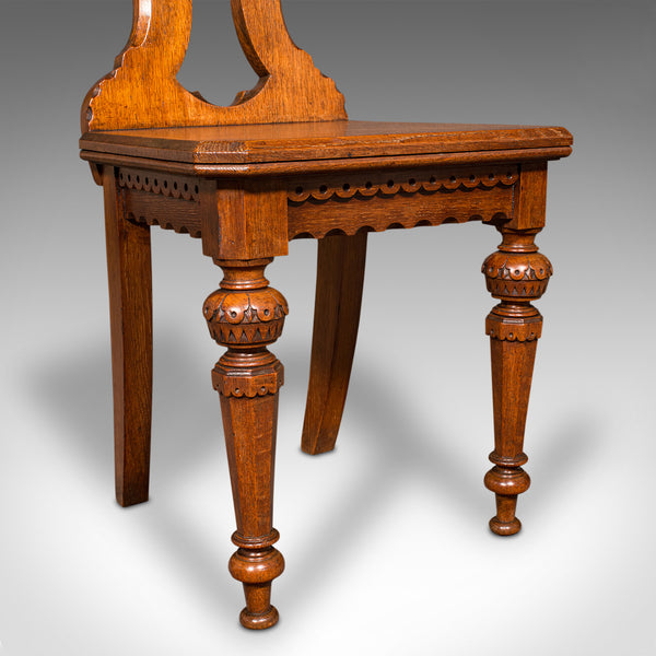 Pair Of Antique Hall Chairs, Scottish, Oak, Seat, Arts & Crafts Taste, Victorian