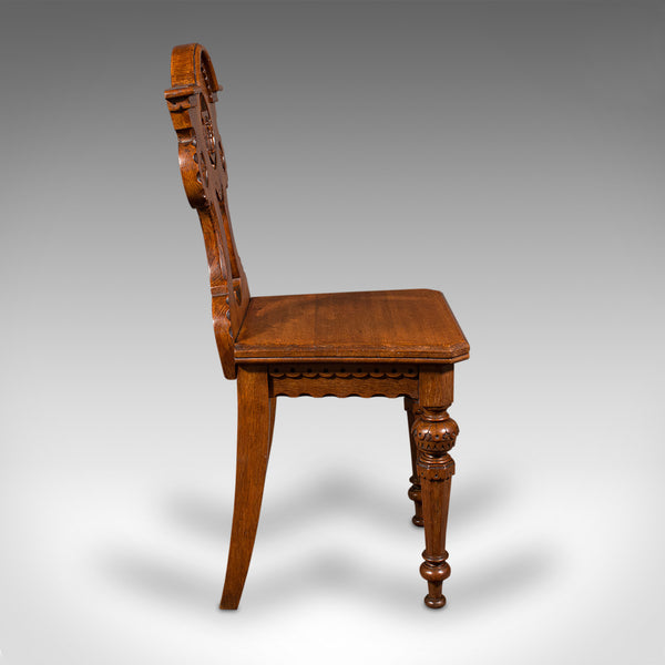 Pair Of Antique Hall Chairs, Scottish, Oak, Seat, Arts & Crafts Taste, Victorian