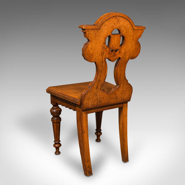 Pair Of Antique Hall Chairs, Scottish, Oak, Seat, Arts & Crafts Taste, Victorian