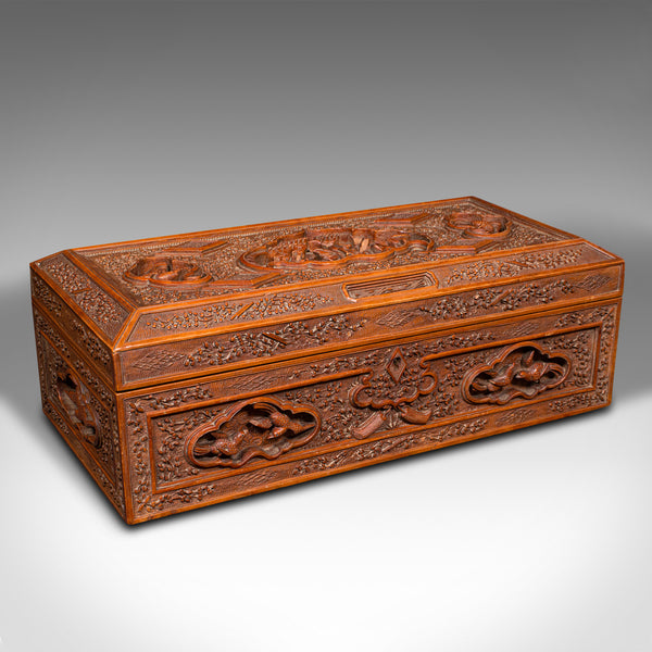 Vintage Carved Keepsake Case, Chinese, Satinwood, Decorative Box, Circa 1950
