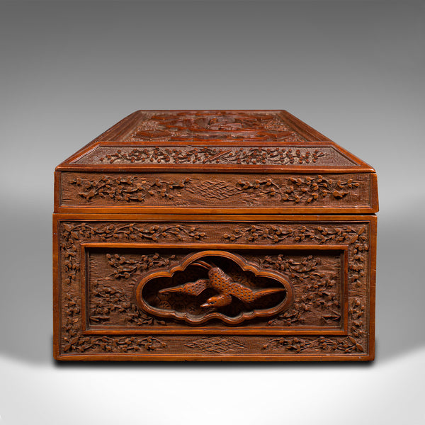 Vintage Carved Keepsake Case, Chinese, Satinwood, Decorative Box, Circa 1950