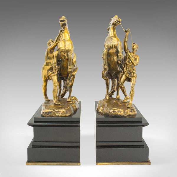 Pair Of Antique Marly Horse Bookends, French, Grand Tour, Book Rest, Victorian