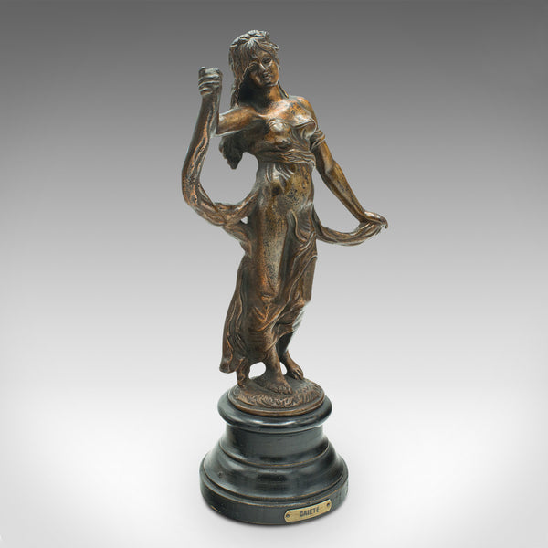 Pair Of Antique Virtue Figures, French, Bronze, Statue, Art Nouveau, Victorian