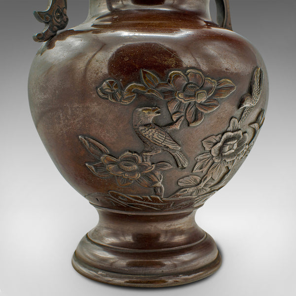 Pair Of Antique Decorative Urns, Japanese, Bronze, Vase, Edo Period, Victorian