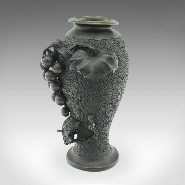 Pair Of Antique Decorative Vases, Japanese, Bronze Baluster, Meiji, Victorian