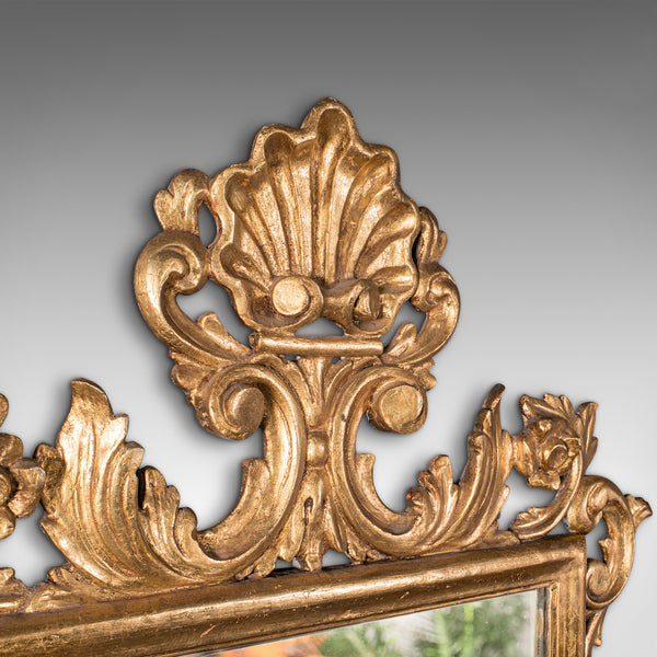 Antique Ornate Mirror, Continental, Giltwood, Glass, Hall, Overmantle, Victorian
