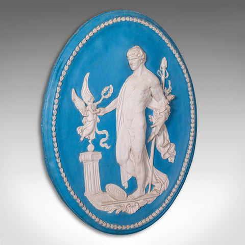 Tall Vintage Decorative Relief Plaque, Stone, Neo Classical, After Jasperware