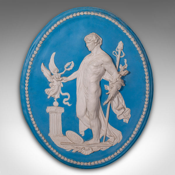 Tall Vintage Decorative Relief Plaque, Stone, Neo Classical, After Jasperware