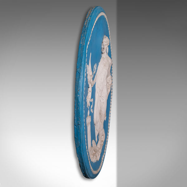 Tall Vintage Decorative Relief Plaque, Stone, Neo Classical, After Jasperware