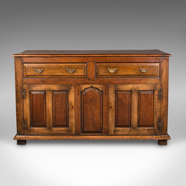 Antique Country Housekeeper's Cabinet, English Oak, Dresser Base, Georgian, 1800