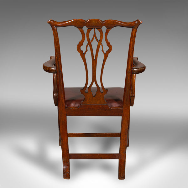 Pair Of Antique Carver Chairs, English, Elbow Seat, Chippendale Taste, Georgian