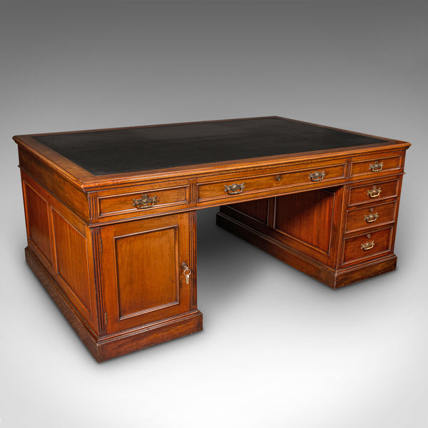 Very Large Antique Partner's Desk, English, Twin Pedestal, Maple & Co, Edwardian