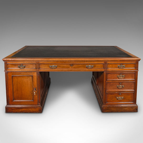 Very Large Antique Partner's Desk, English, Twin Pedestal, Maple & Co, Edwardian