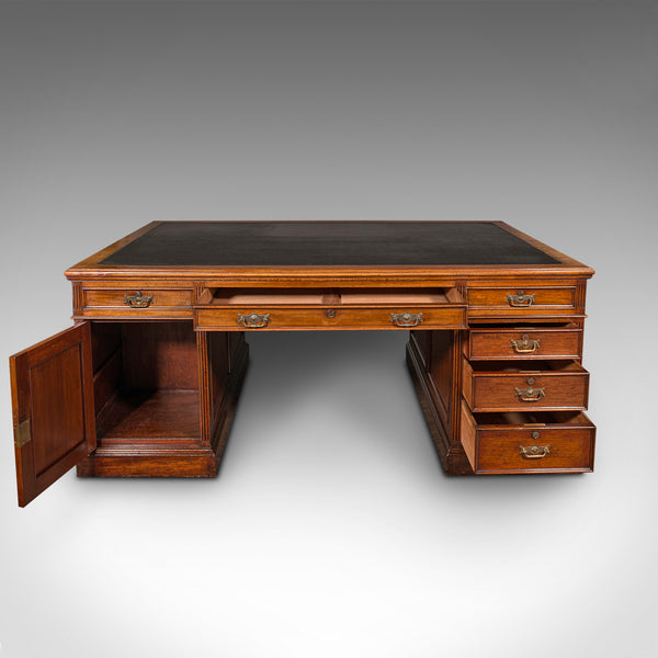 Very Large Antique Partner's Desk, English, Twin Pedestal, Maple & Co, Edwardian
