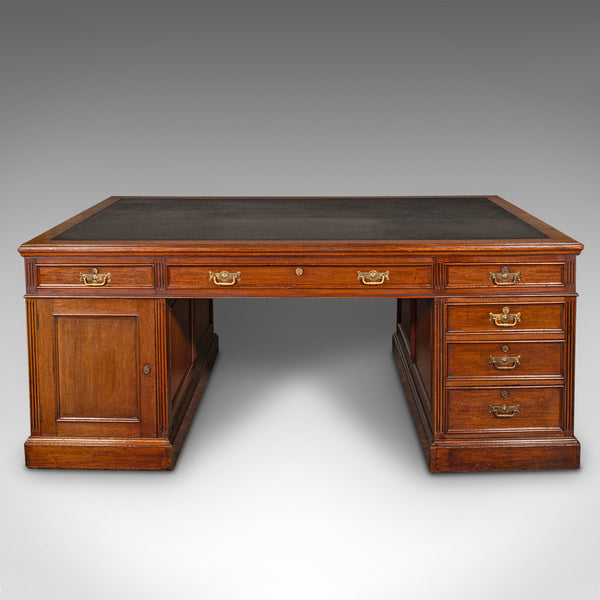 Very Large Antique Partner's Desk, English, Twin Pedestal, Maple & Co, Edwardian