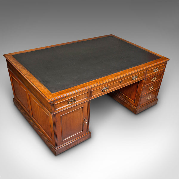 Very Large Antique Partner's Desk, English, Twin Pedestal, Maple & Co, Edwardian